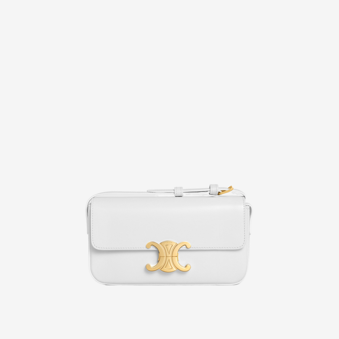 셀린느 샤이니 카프스킨 클로드 숄더백 아크틱 화이트