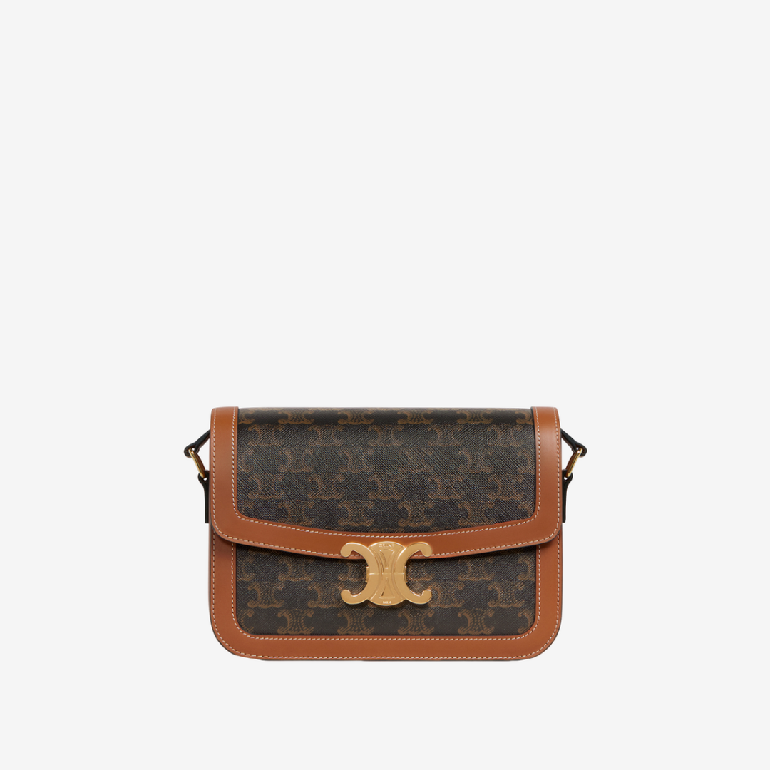 셀린느 샤이니 트리옹프 캔버스 & 카프스킨 트리옹프백 탠