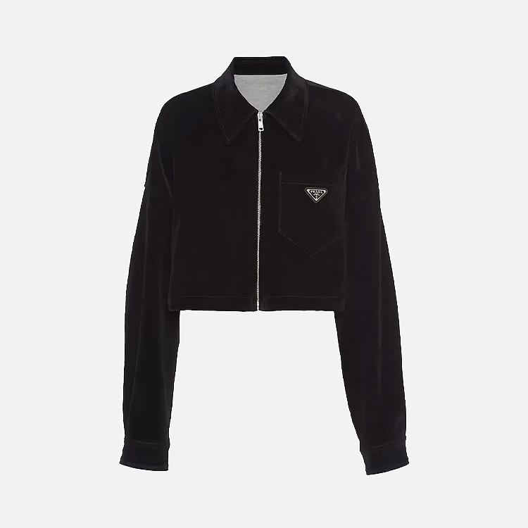 프라다 벨벳 데님 블루종