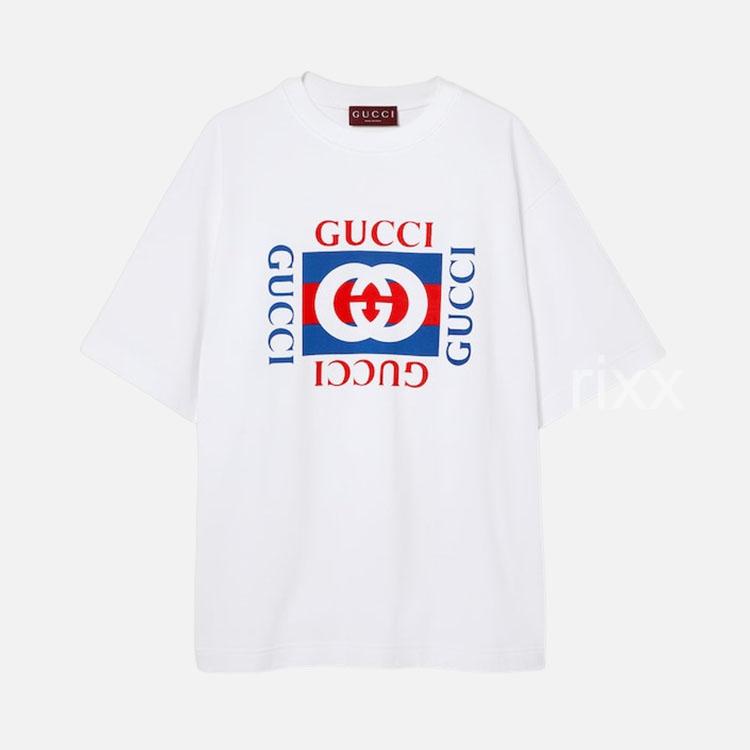 구찌 프린트 코튼 저지 티셔츠