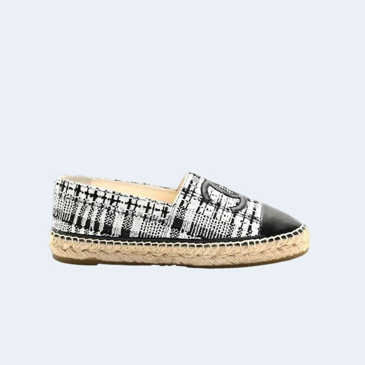 샤넬 트위드 CC Espadrille 화이트 블랙