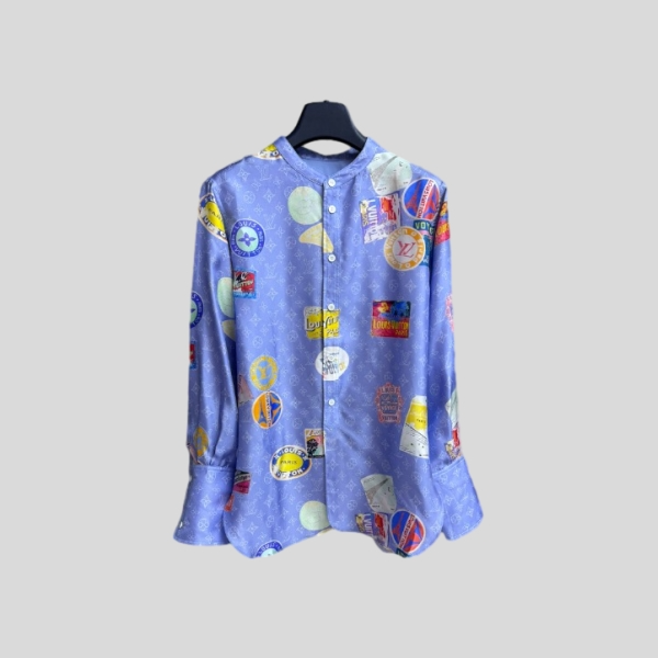 루이비통 마히나 패치 실크 셔츠