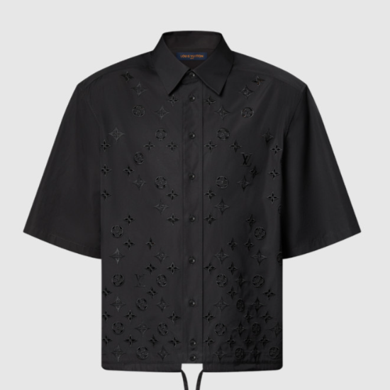 루이비통 모노그램 플라워 엠브로이더드 쇼트 슬리브드 셔츠