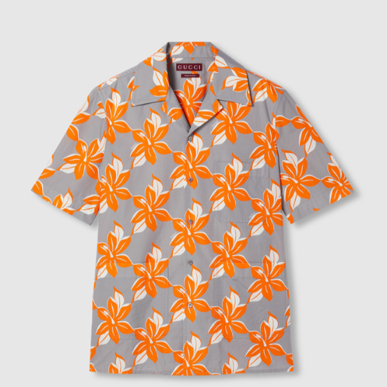 구찌 프린트 코튼 포플린 셔츠