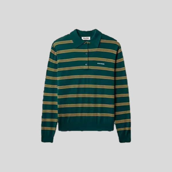 미우미우 스트라이프 폴로 티셔츠