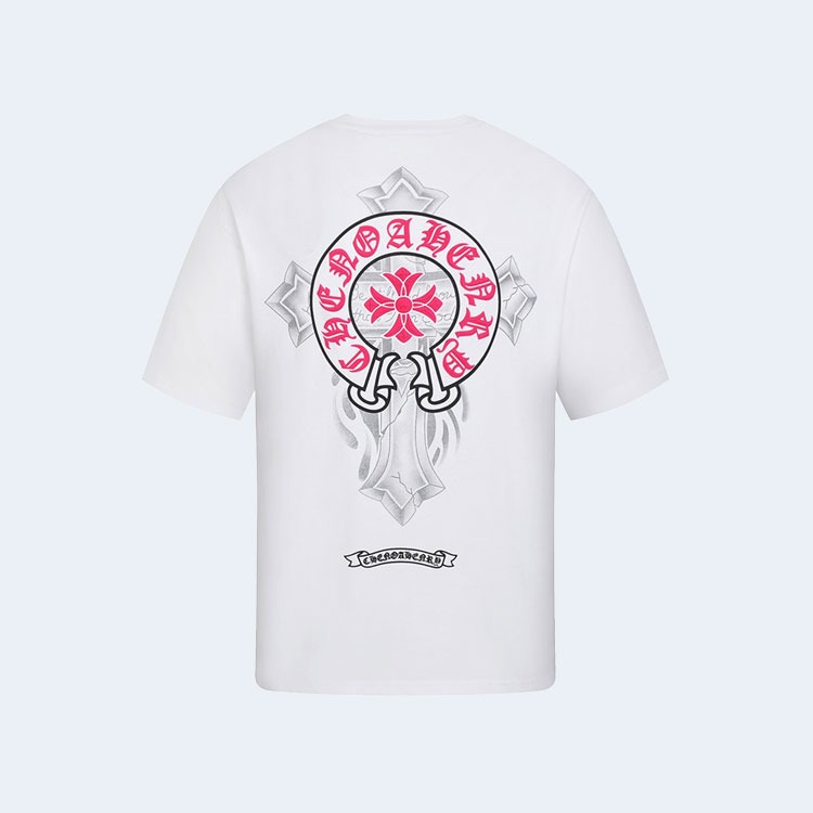 크롬하츠 산스크리트 크로스 티셔츠 화이트