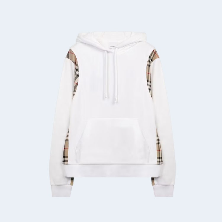버버리 빈티지 체크 파넬 후디 화이트