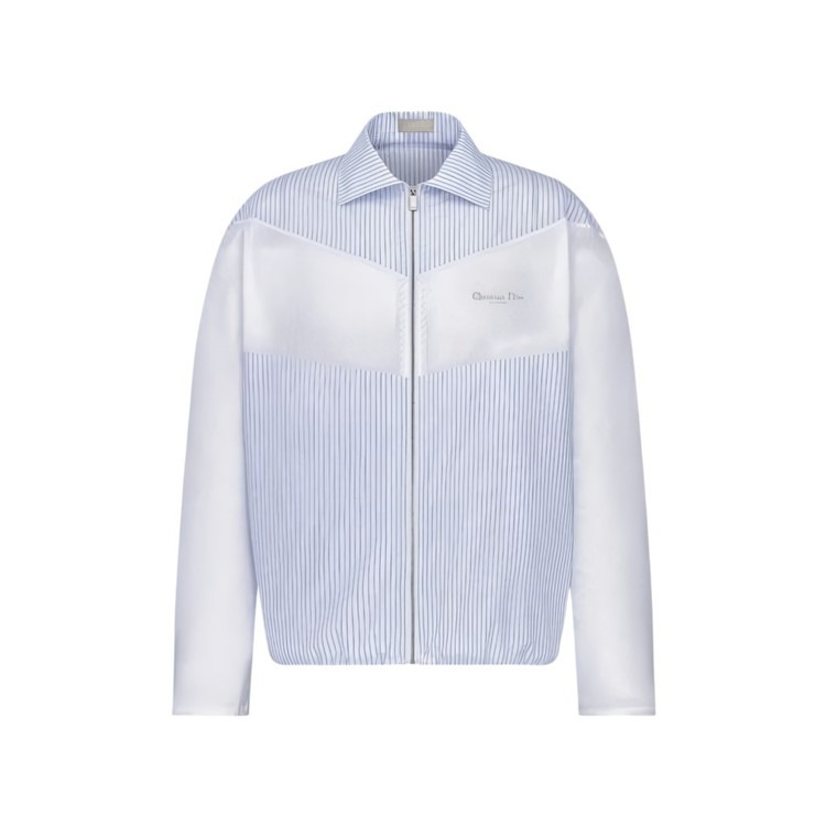 디올 구뛰르 포플린 오블리크 코튼 자카드 투 머터리얼 스트라이프 자켓