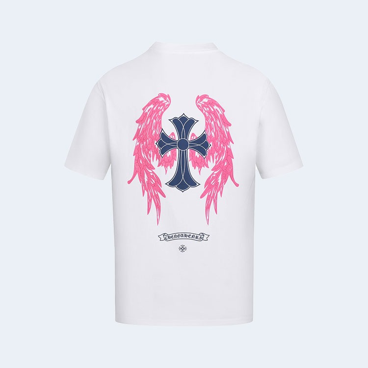 크롬하츠 스프레이드 자수 화이트 티셔츠