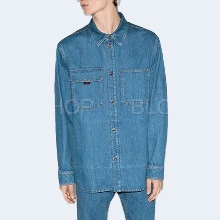 구찌 릴렉스드 핏 데님 셔츠