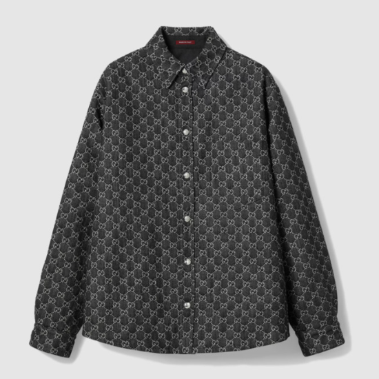 구찌 리버서블 울 및 GG 데님 셔츠