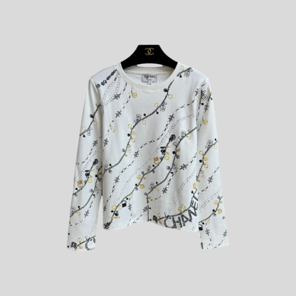 샤넬 체인 프린트 티셔츠