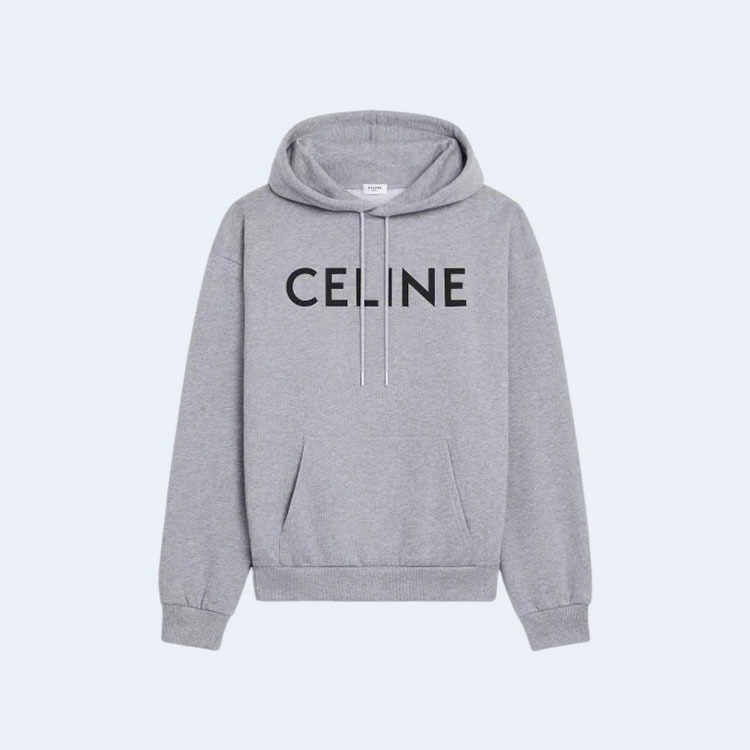 셀린느 로고 후드 스웻 후드 그레이