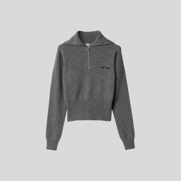 미우미우 캐시미어 하프 지퍼 스웨터