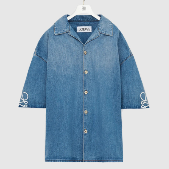 로에베 애너그램 쇼트 슬리브 셔츠 데님