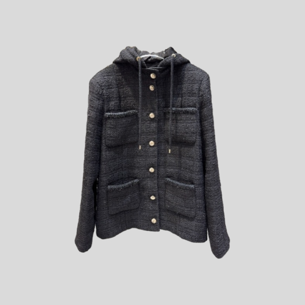 샤넬 후드 우븐 자켓