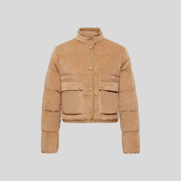 몽클레어 Essarts 브레이드 트리밍 코듀로이 쇼트 다운 자켓