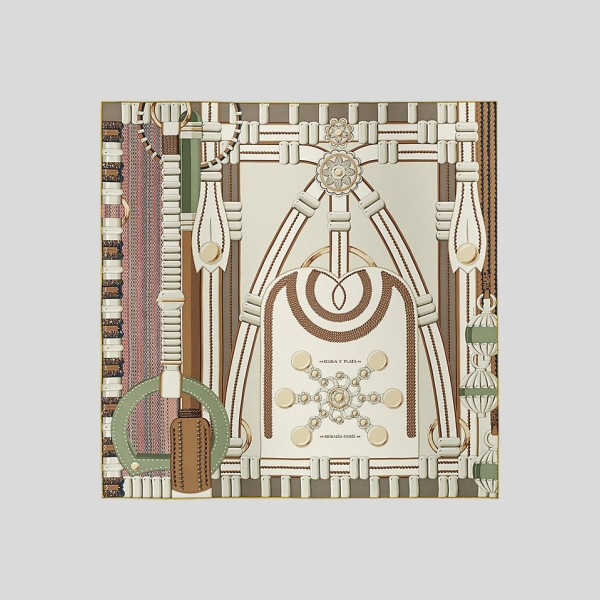 에르메스 Flora y Plata 스카프 90