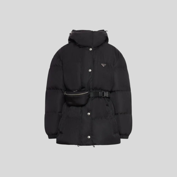 프라다 후드 벨티드 패딩