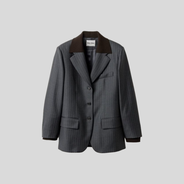 미우미우 싱글 브레스티드 핀스트라이프 자켓