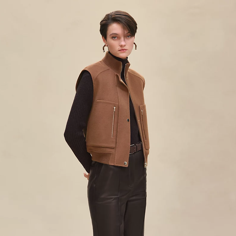 에르메스 슬리브리스 숏 붐버 자켓