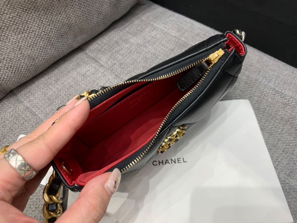 샤* 24SS 19클러치 나인틴 체인 호보백 숄더백 미니 블랙 AP3763 