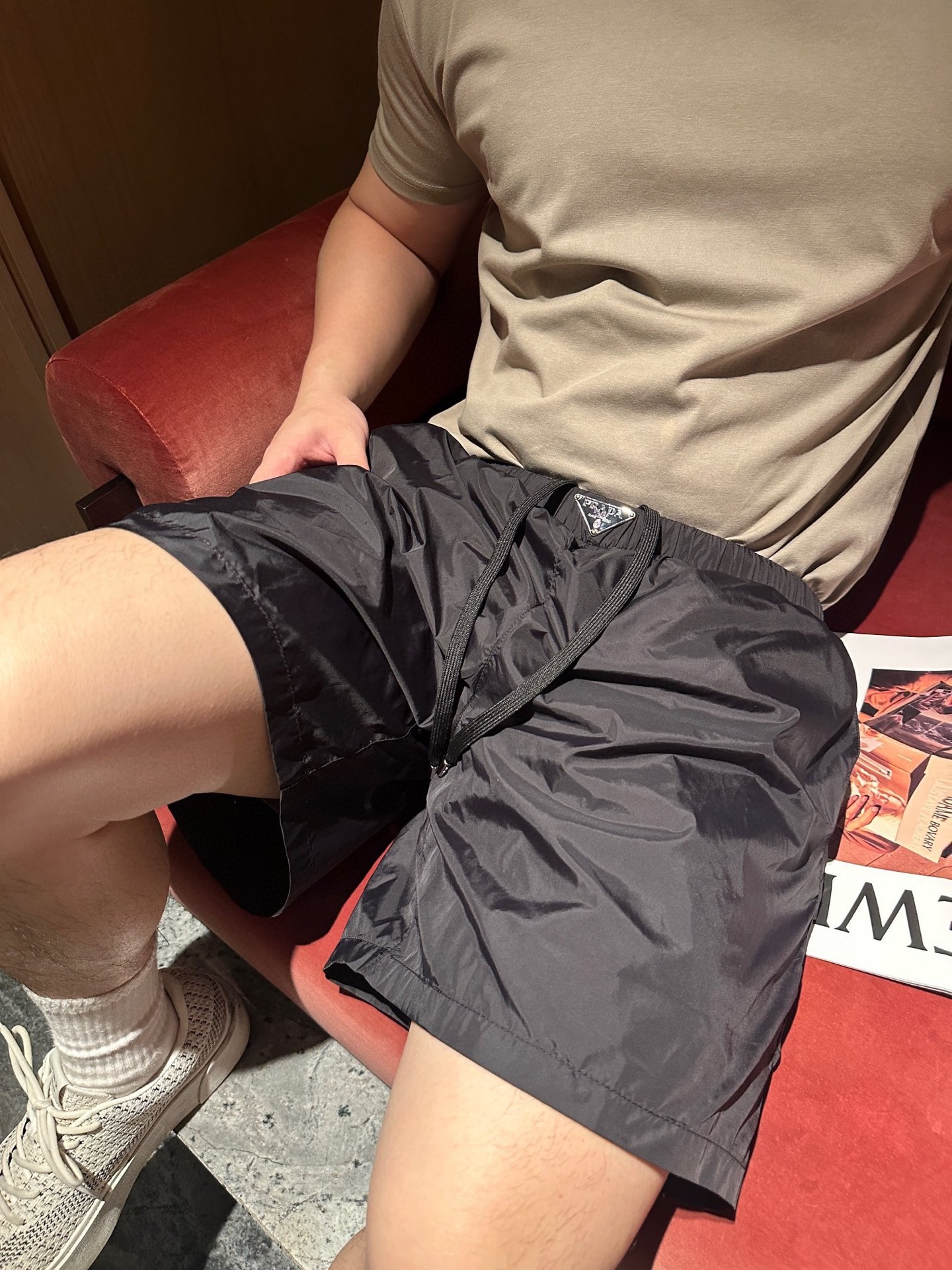 프*다 삼각로고 나일론 반바지