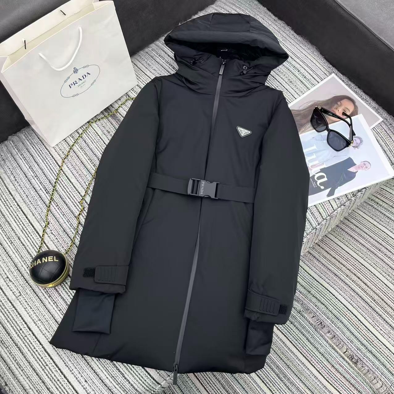 프*다 신상 후드 하프 다운코트