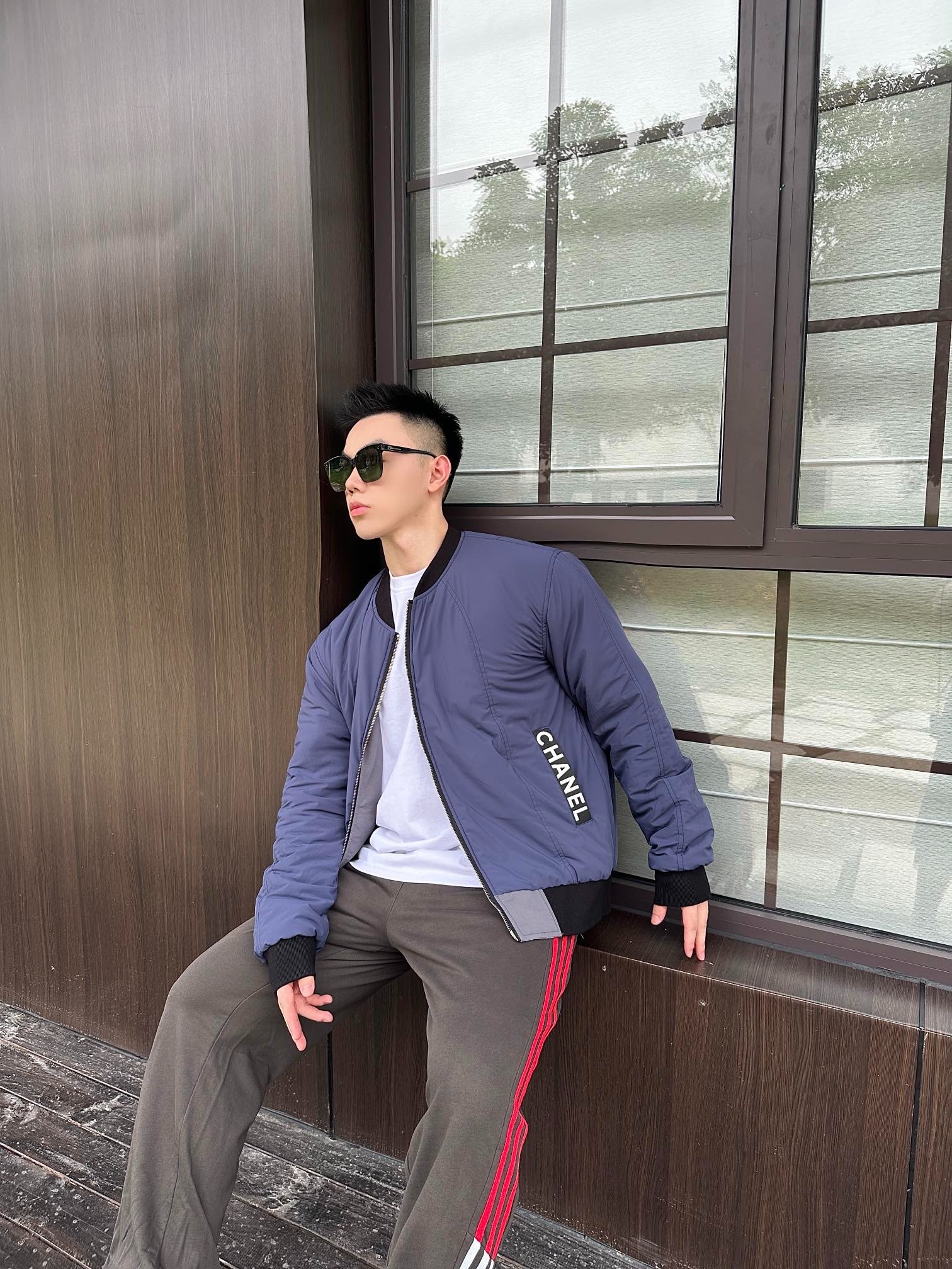 샤* 자수 슬로건 빈티지 집업 양면 야상점퍼