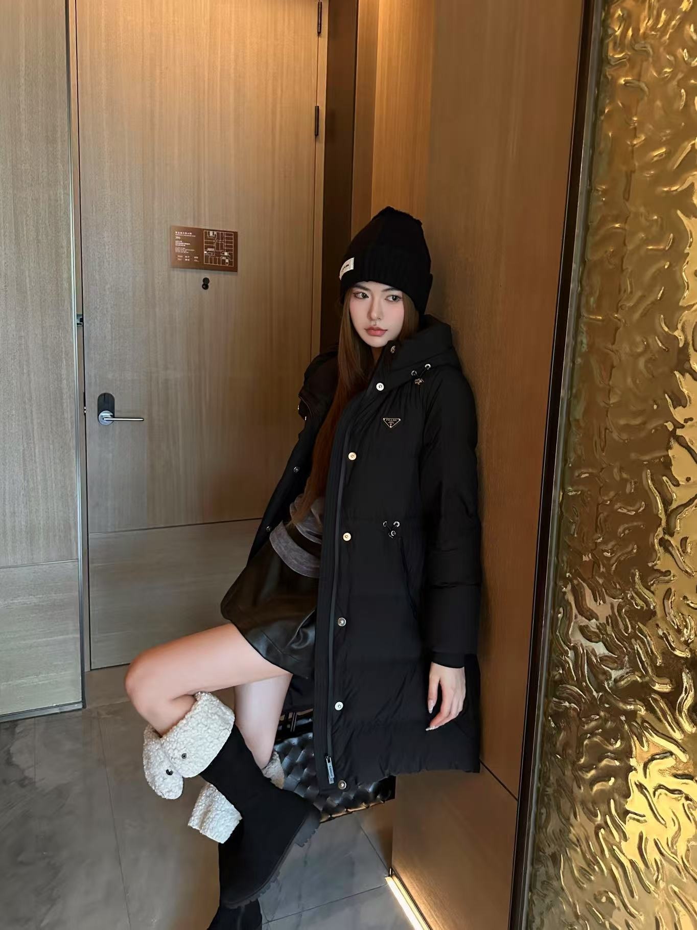 프*다 신상 후드 패딩 하프코트