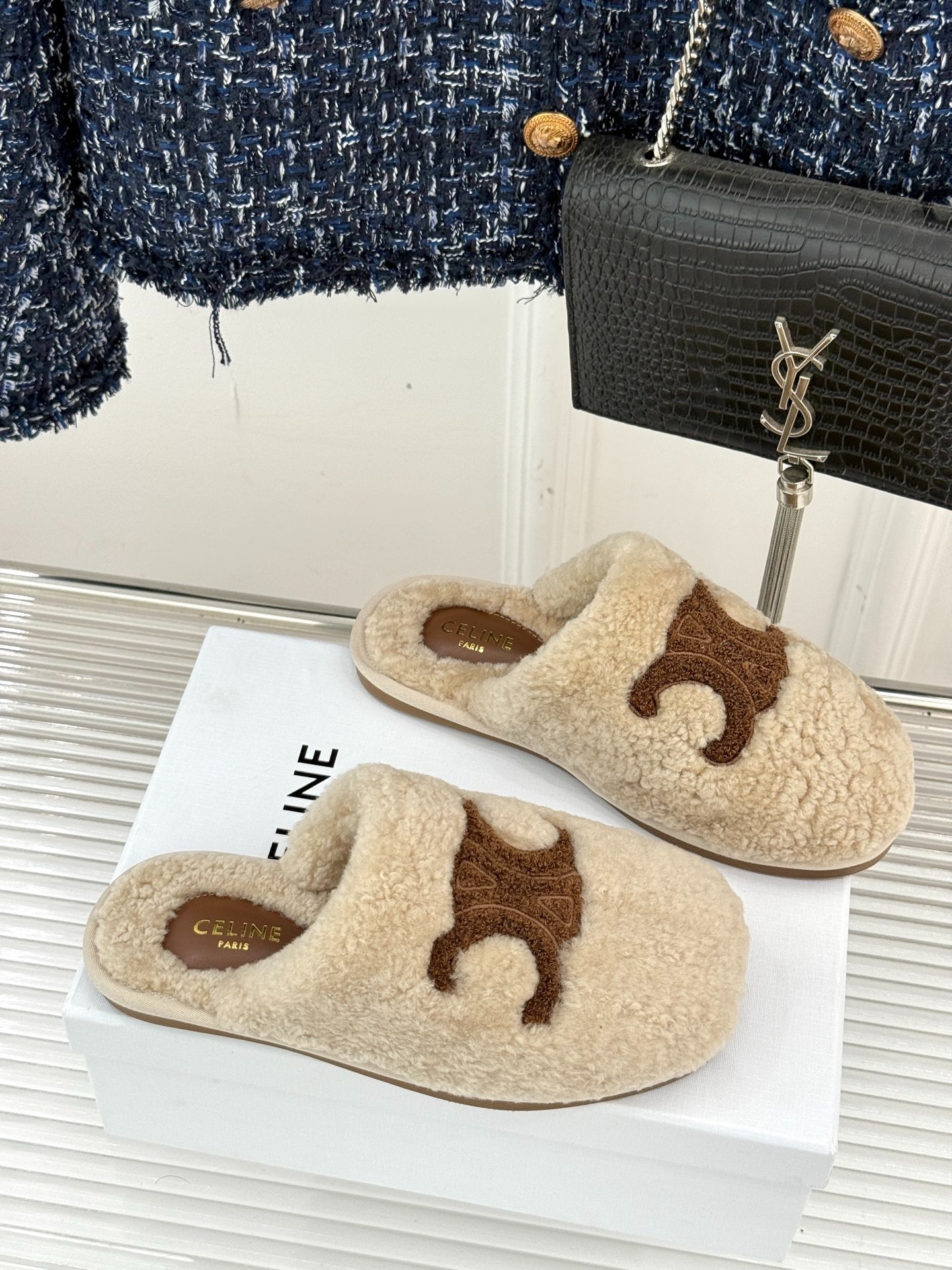 셀*느 25W 신상 퍼 세미슬리퍼