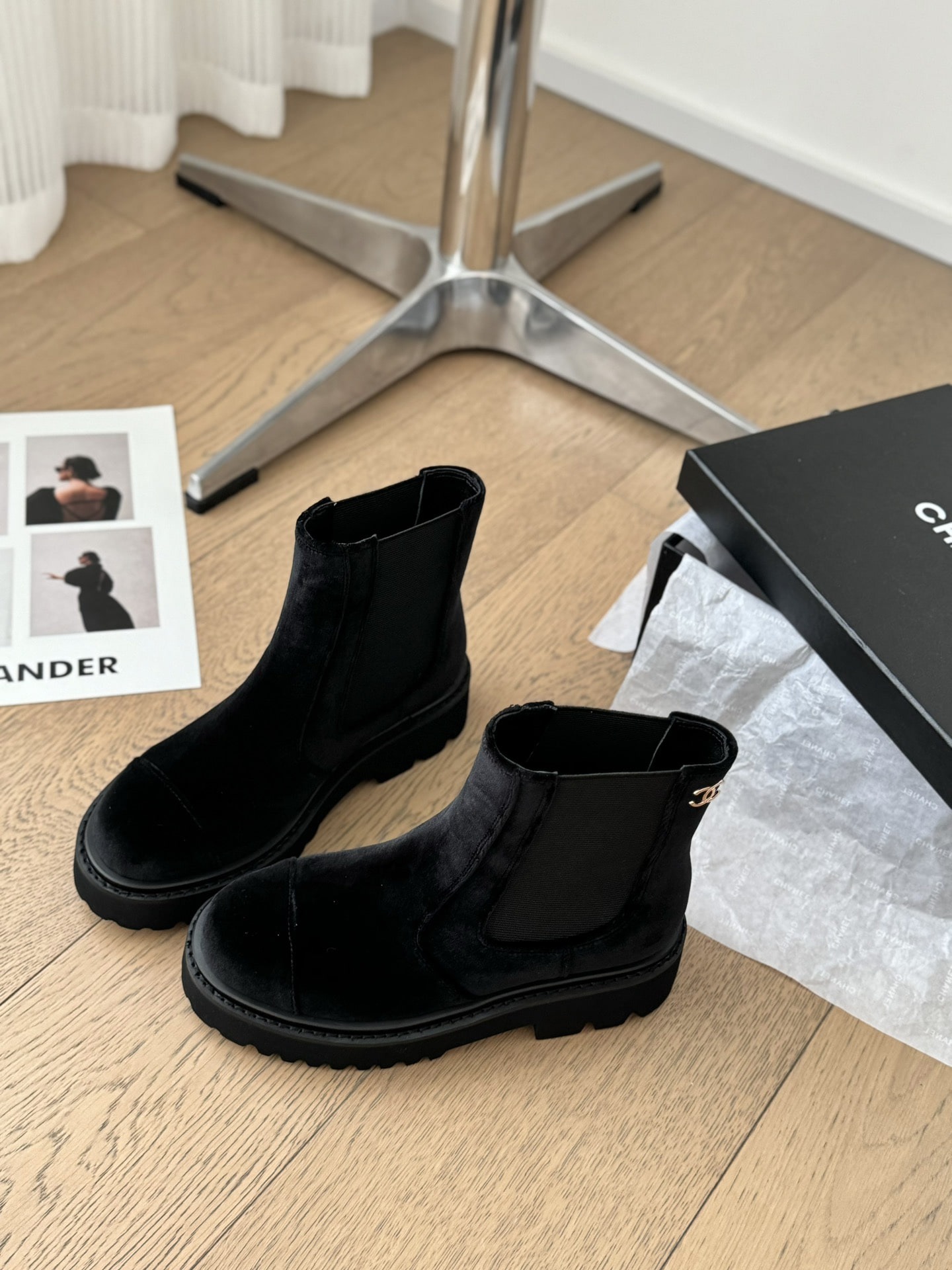 샤* 25B 신상 통굽 밴딩 앵클부츠