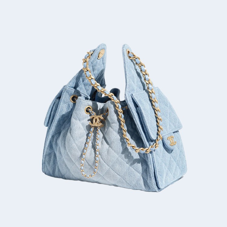 샤넬 워시드 데님 골드 메탈 블루 25 스몰 백
