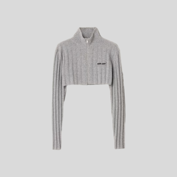 미우미우 울 및 캐시미어 크롭 가디건