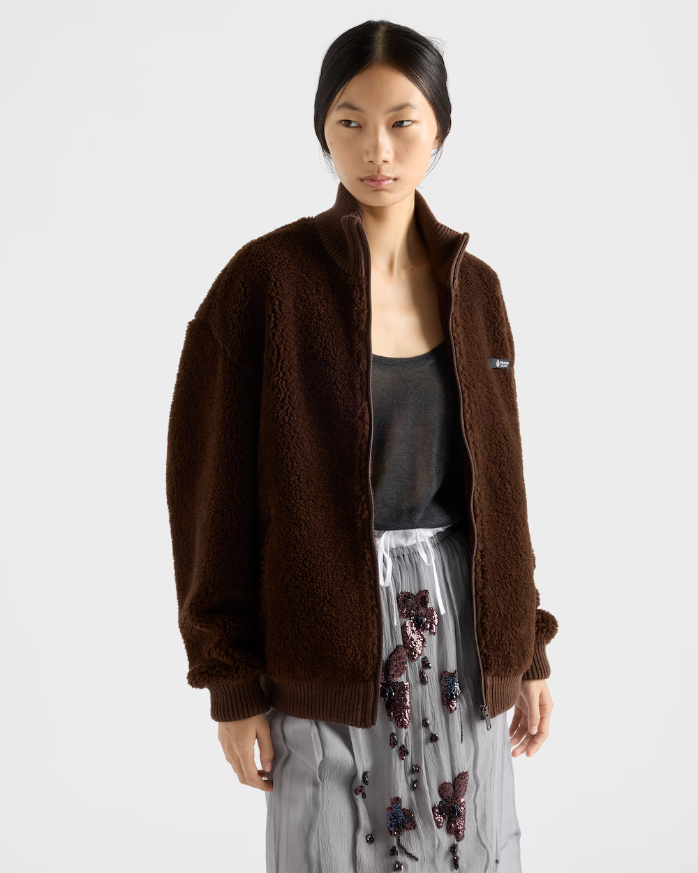 프라다 플리스 자켓 코코아 브라운