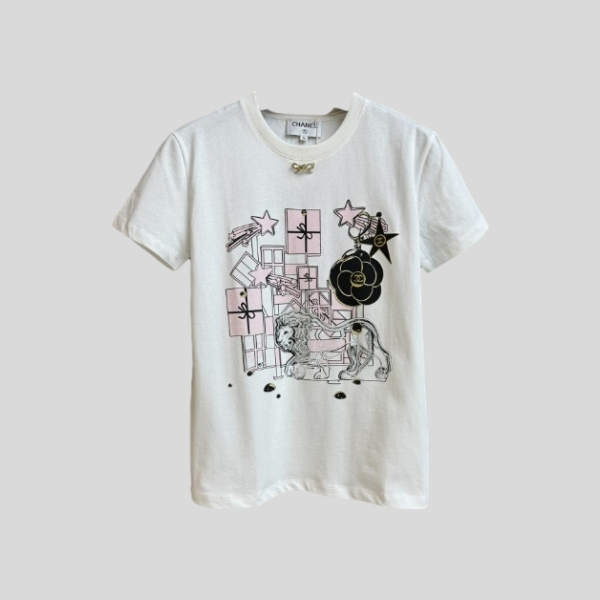 샤넬 라이언 프린트 티셔츠