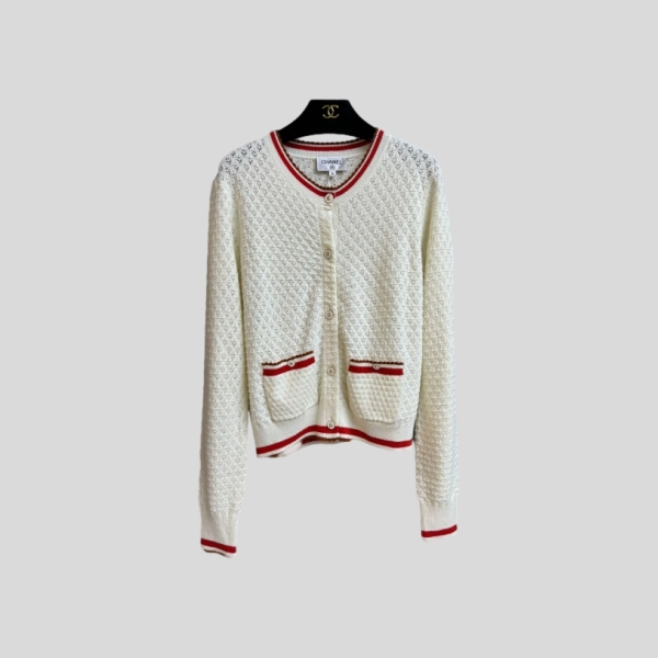 샤넬 스트라이프 오픈워크 가디건