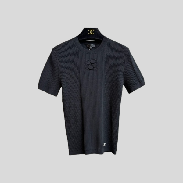 샤넬 까멜리아 자카드 반팔