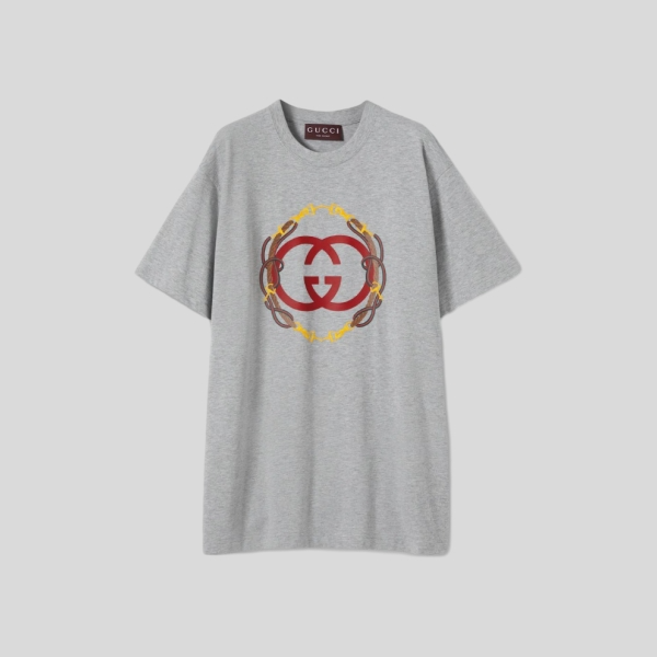 구찌 프린트 디테일의 코튼 저지 티셔츠