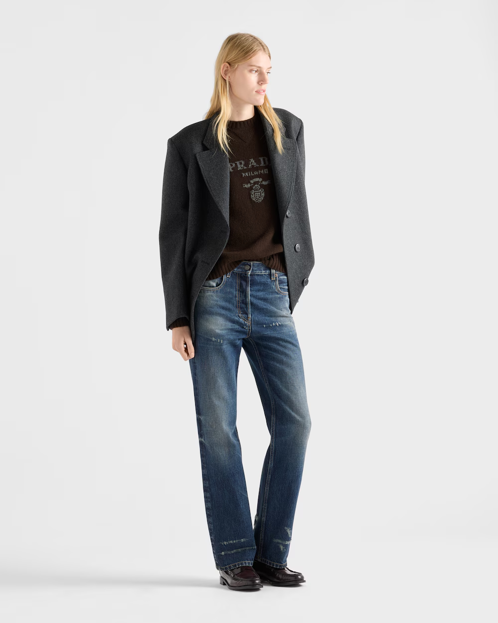 프라다 캐시미어 울 크루넥 스웨터