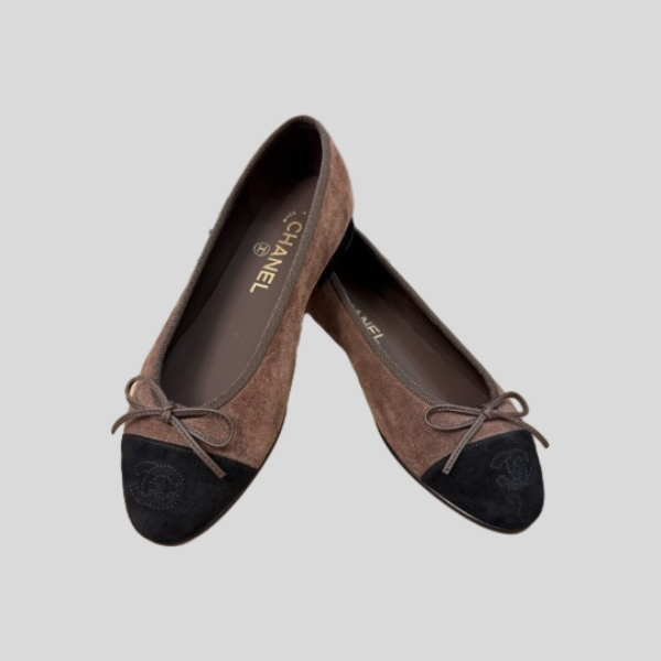 샤넬 스웨이드 발레리나 플렛 슈즈