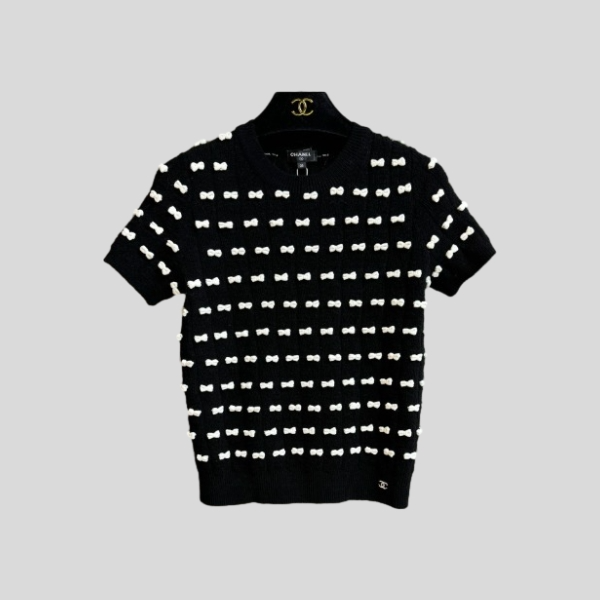 샤넬 리본 반팔 셔츠