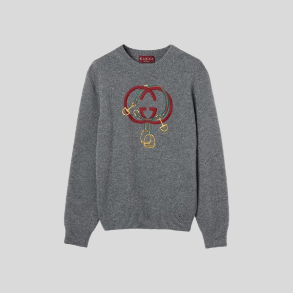 구찌 니트 울 점퍼 위드 엠브로이더리