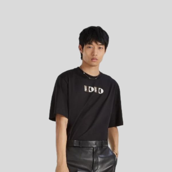 펜디 블랙 코튼 티셔츠