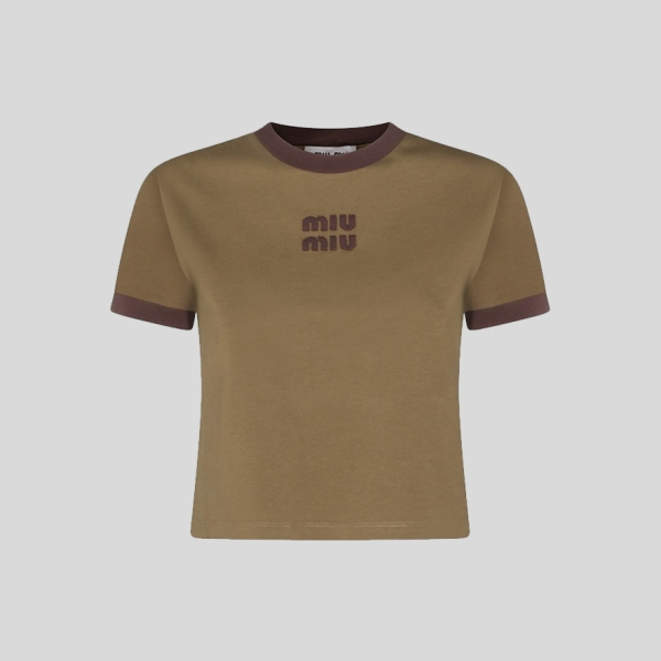 미우미우 반팔 티셔츠 밀리터리 카카오