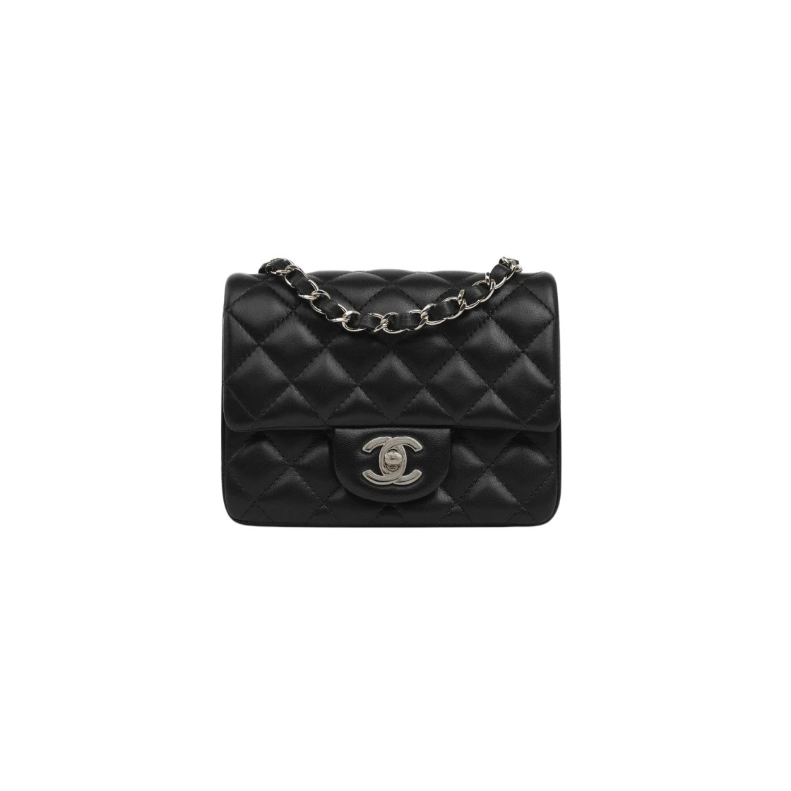 샤넬 클래식 미니 램스킨 블랙 금장