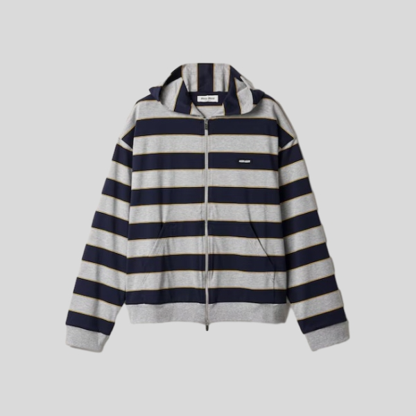 미우미우 스트라이프 저지 후드티
