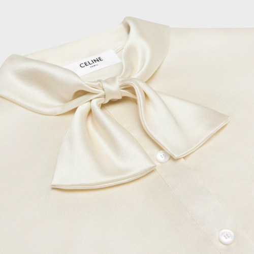 셀린느 새틴 보우 칼라 셔츠