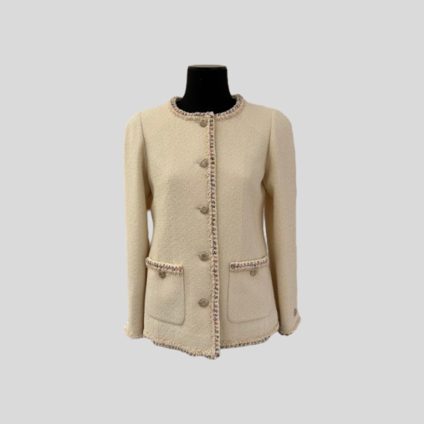샤넬 크림 옐로우 트위드 재킷