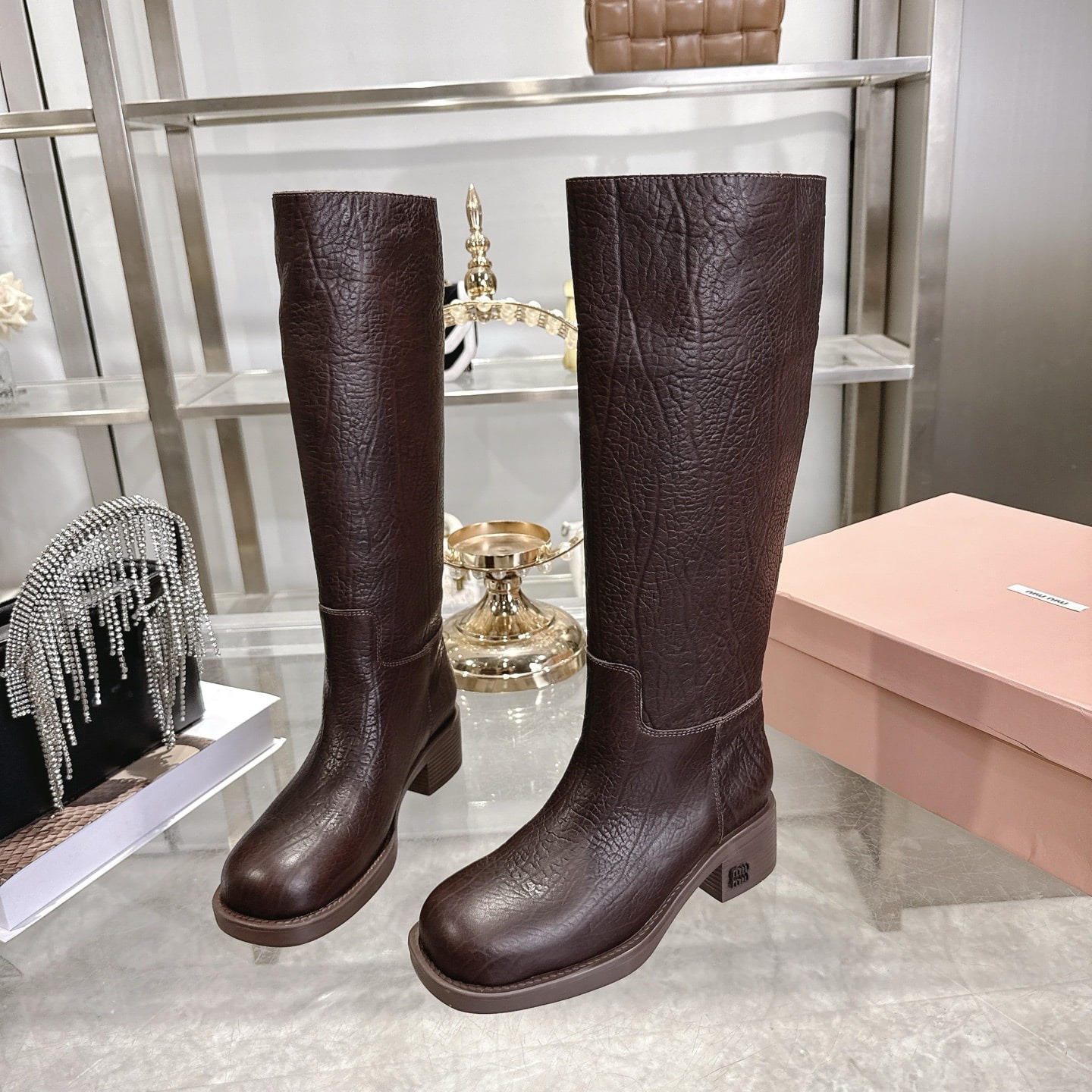 미*미* 앵클 가죽 부츠